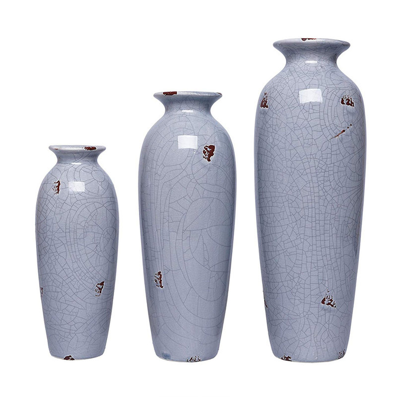 HG Global 3 Piece Blue Ceramic Table Vase Set & Reviews Wayfair Canada